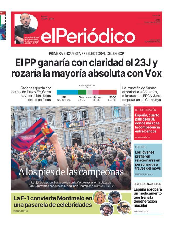 La portada d’EL PERIÓDICO del 5 de juny del 2023