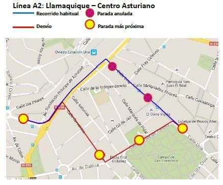 Cambios en las líneas de autobús de Oviedo