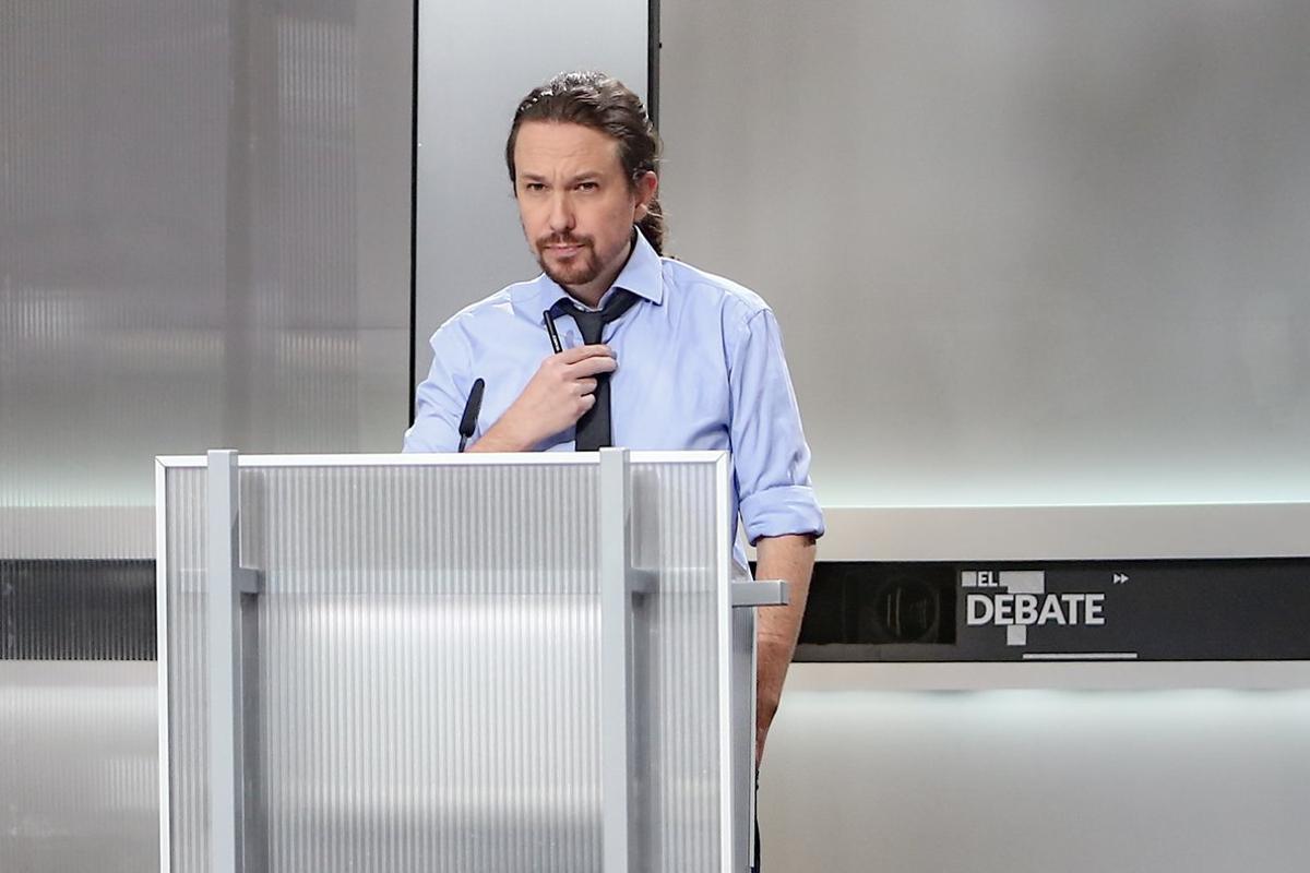 Pablo Iglesias antes del debate electoral en televisiÃ³n en el PabellÃ³n de Cristal de la Casa de Campo de Madrid el 4 de noviembre de 2019.