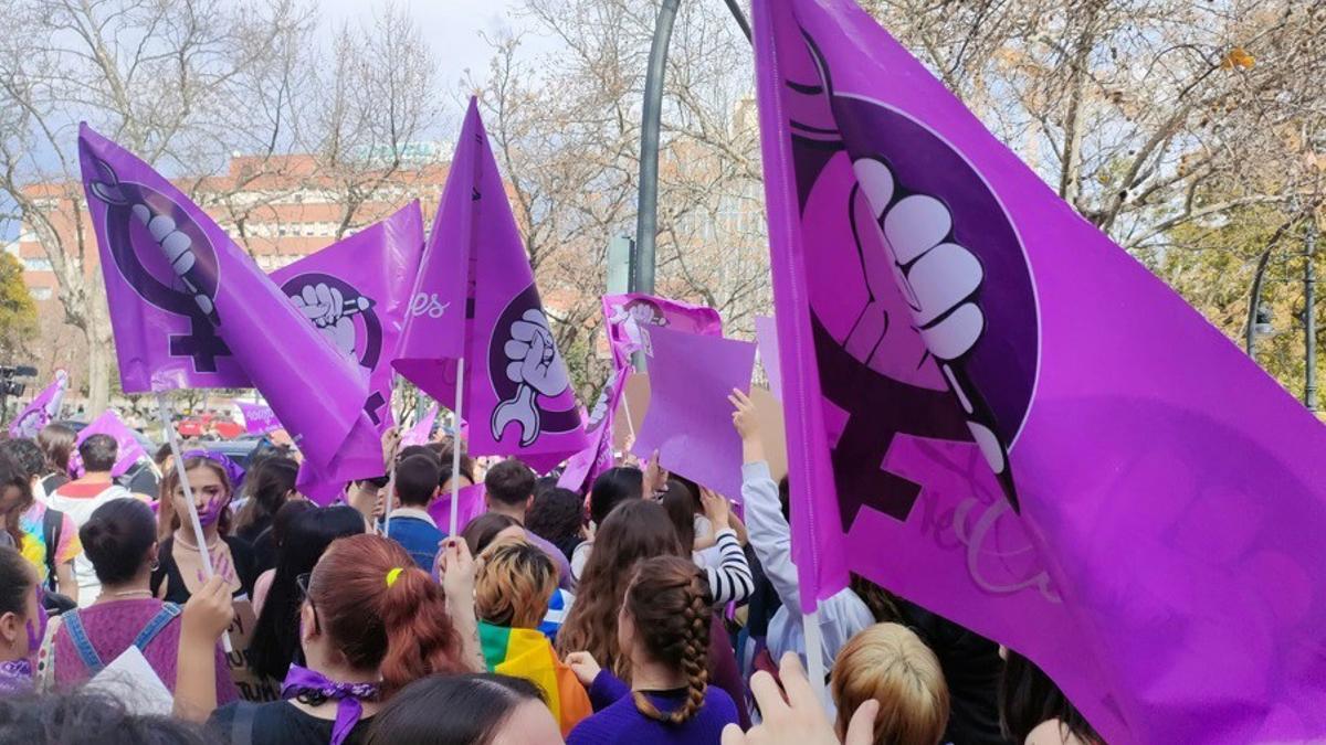 Estudiantes de Valencia en huelga para visibilizar sus reivindicaciones por Día Internacional de la Mujer.