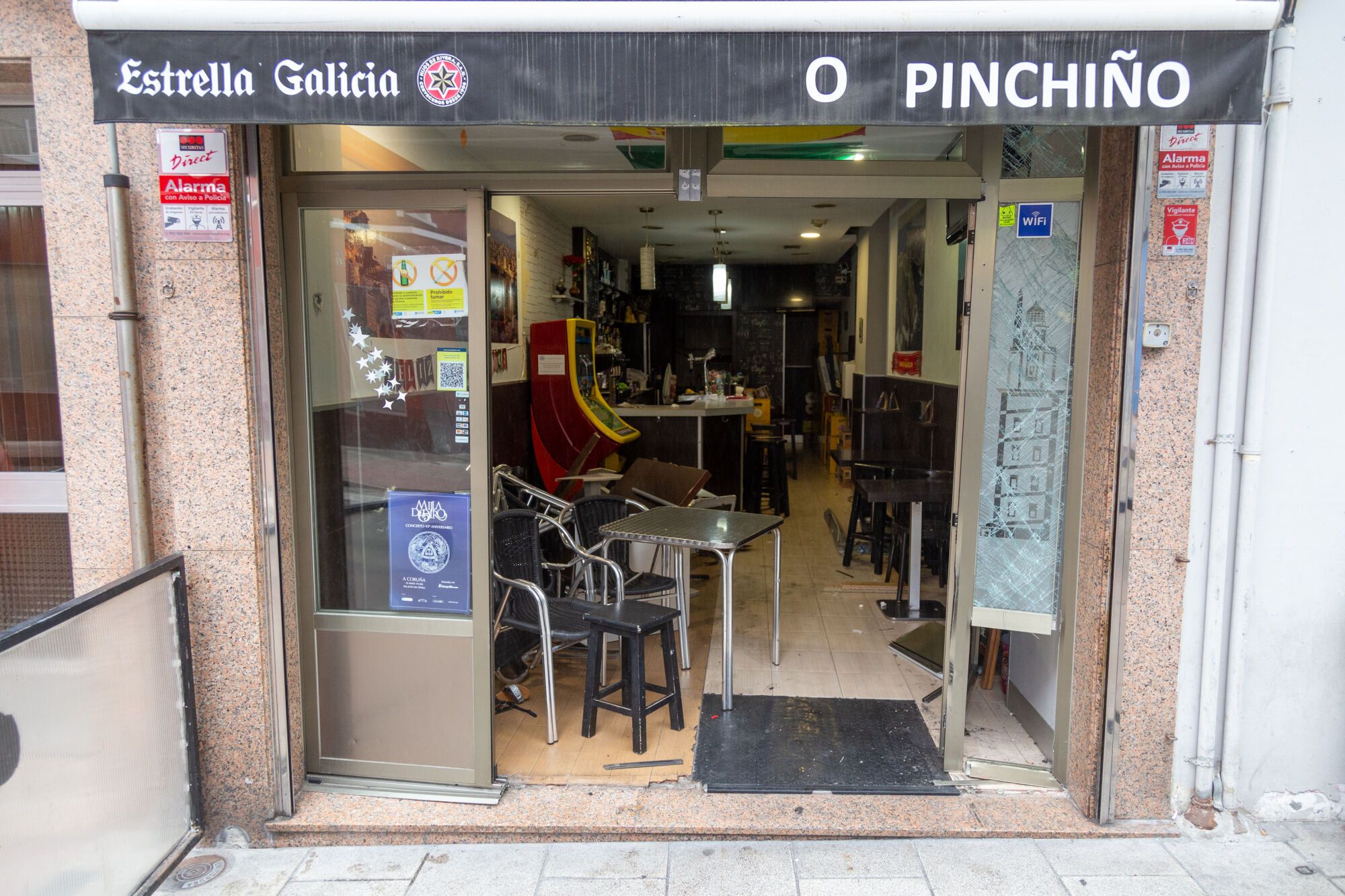 Estado del bar de Os Mallos tras el incidente en agosto de 2024