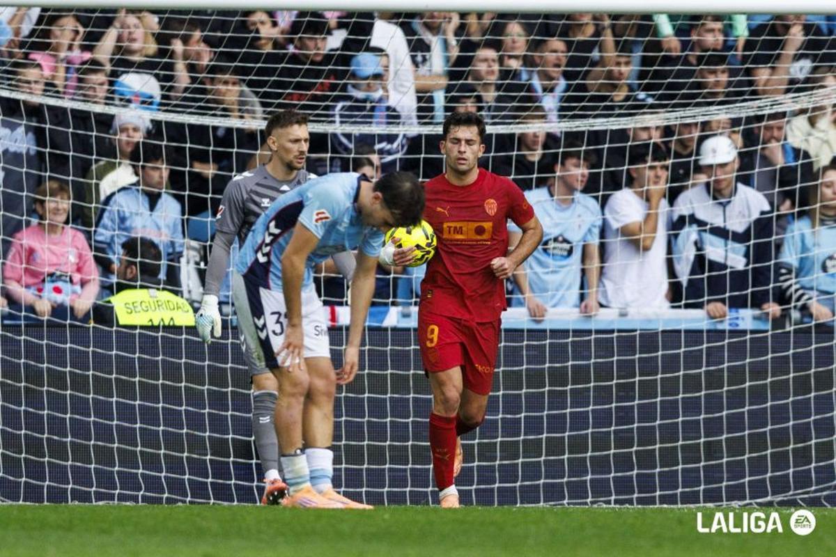 Hugo Duro tras el gol de Pepelu