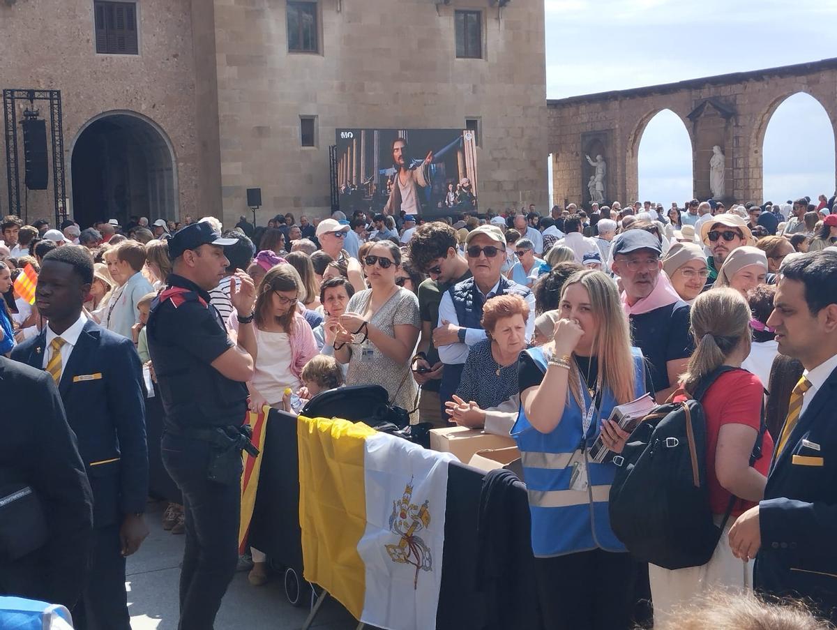 Fidels davant la pantalla amb la projecció de la pel·lícula de dibuixos animats