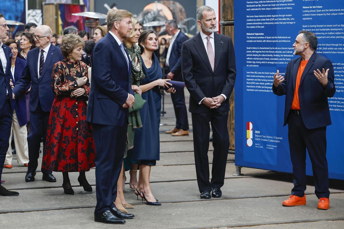 El rey Felipe VI y la reina Letizia, en su último acto en Amsterdam