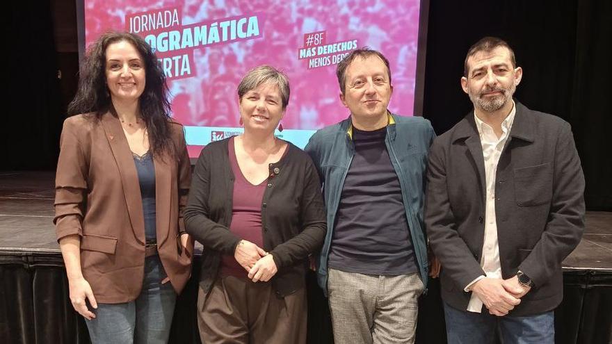 Los cuatro primeros de la lista de IU y Movimiento Sumar por Zaragoza, Marta Abengochea, Álvaro Sanz, Margarita Deyá y Pepe Paz.