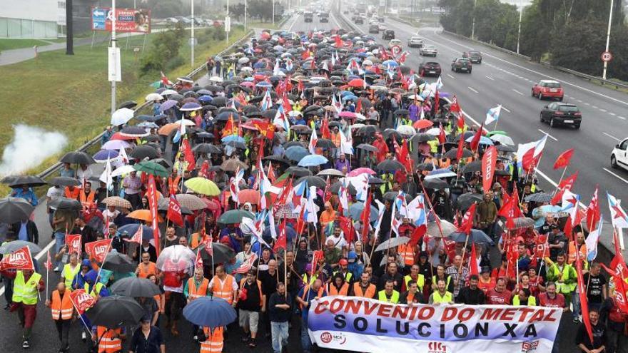 Manifestación de los trabajadores del metal en A Coruña.