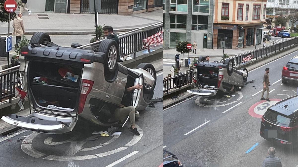 Espectacular accidente esta tarde en Juan Flórez.