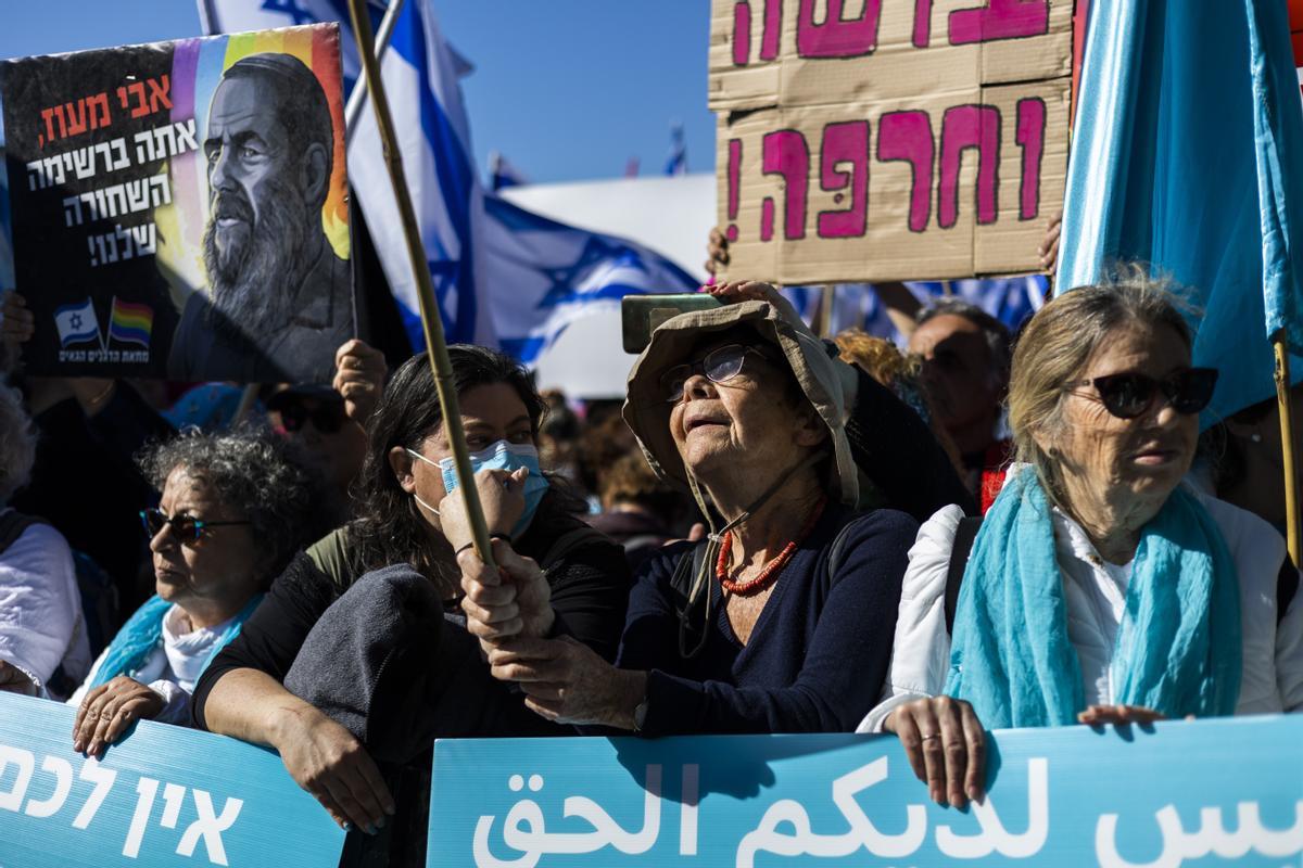 Israelís se manifiestan ante el Parlamento en Jerusalén en contra del nuevo Gobierno de Netanyahu