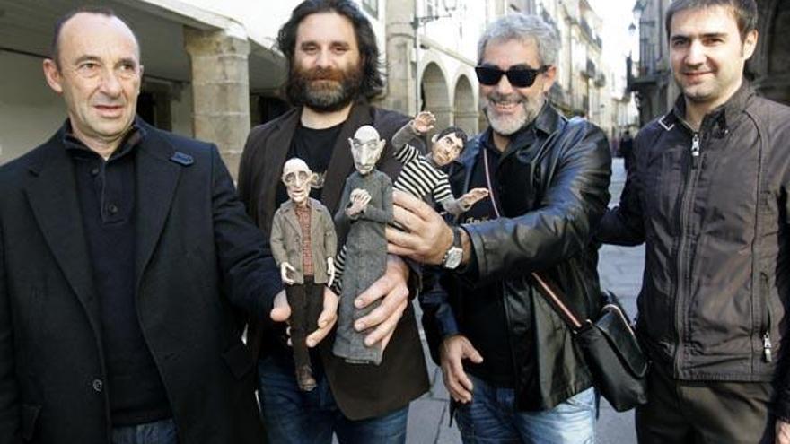 Manuel Manquiña, Fernando Cortizo, Carlos Blanco y Xavi Font en la presentación del filme.