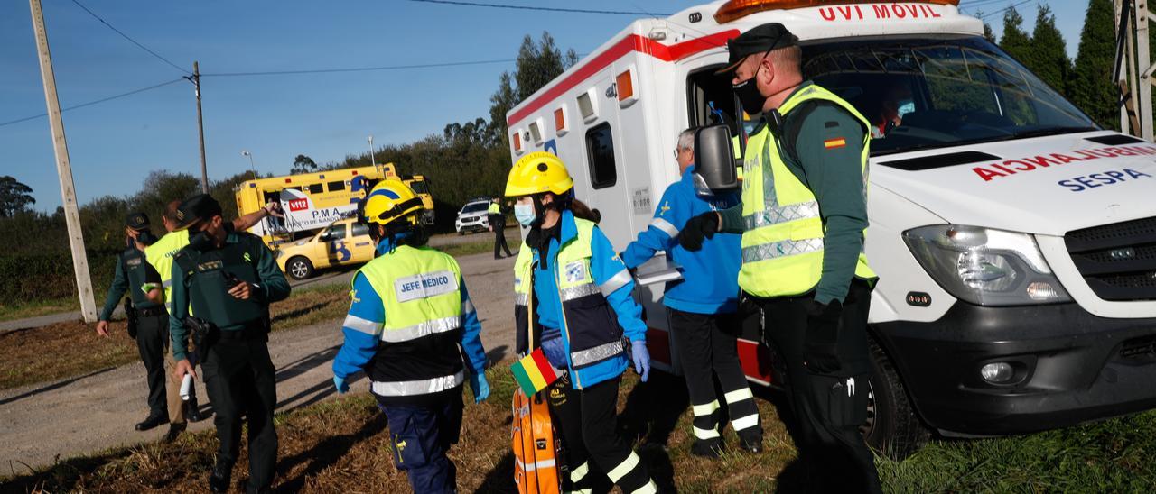 Un imaginario accidente de avión pone a prueba la capacidad de respuesta de las emergencias asturianas