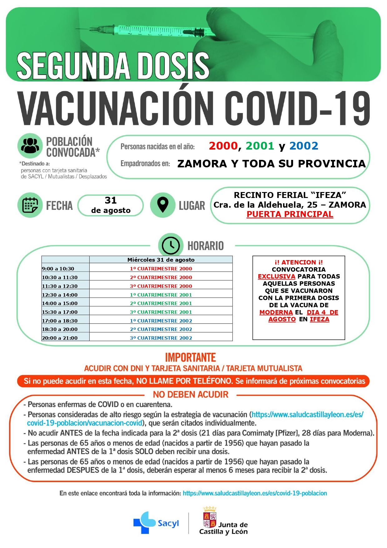 Vacunación en Zamora 31 de agosto