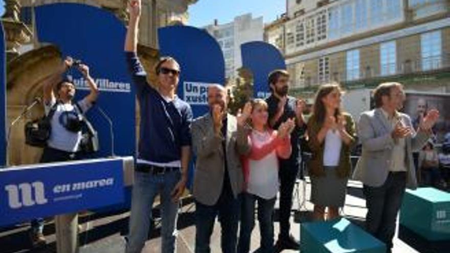Íñigo Errejón, Luís Villares, Carmen Santos, Marcos Cal, Eva Solla y Xoán Hermida en un mitin en Pontevedra de las elecciones gallegas de 2016 | Gustavo Santos