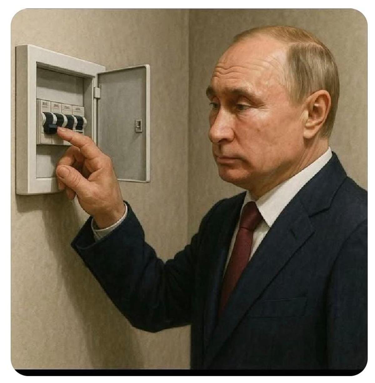 Vladimir Putin bajando el interruptor de la luz