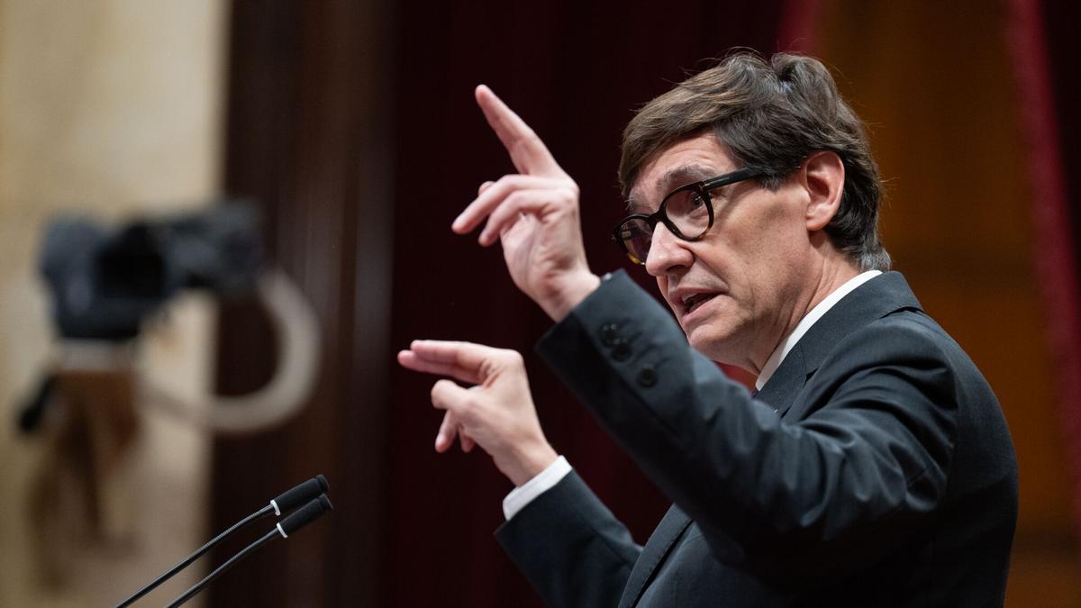 El president de la Generalitat, Salvador Illa, este miércoles en el Parlament