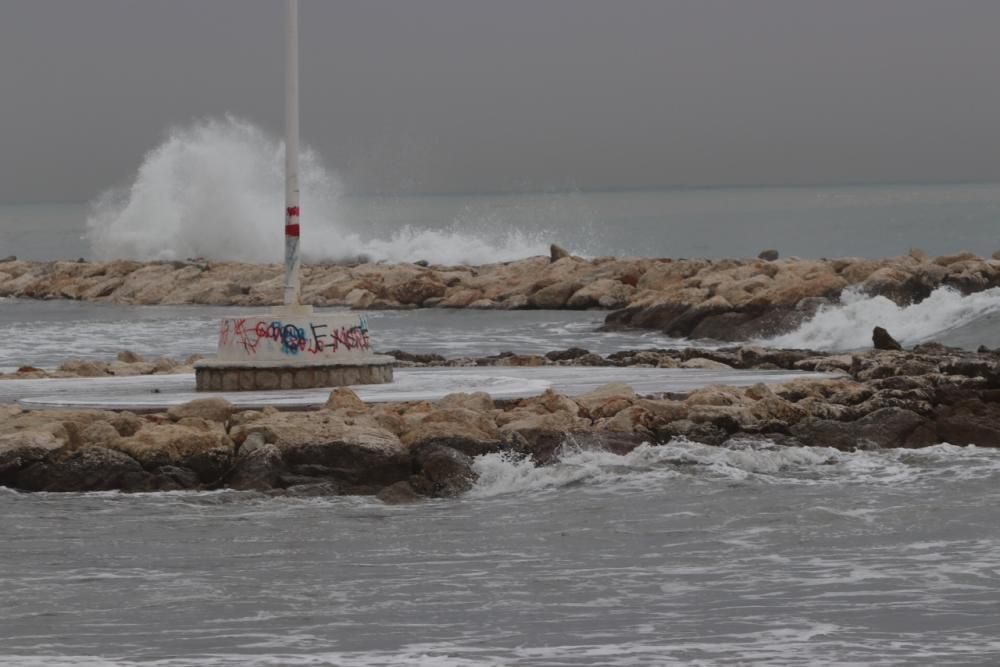 Operarios municipales trabajan limpiando y adecentando las calles y el paseo marítimo de Pedregalejo.