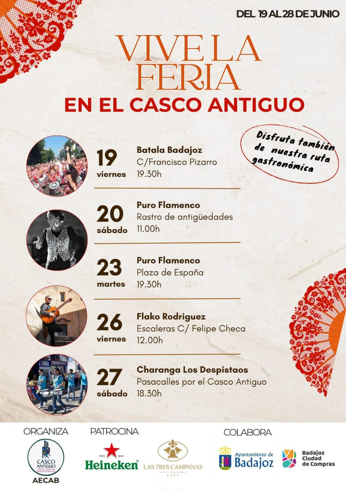 Actuaciones y mercado en el Casco Antiguo de Badajoz.