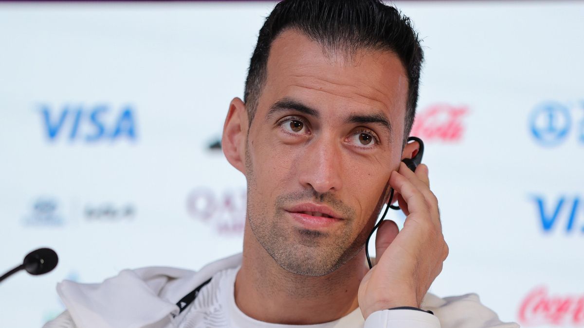 FIFA World Cup 2022 - Spain. Sergio Busquets during a press conference at the Qatar National Convention Center (QNCC) in Doha , Qatar, 22 November 2022. Spain will face Costa Rica