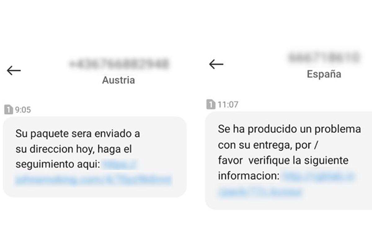 Ejemplos de 'smishing' a través de SMS