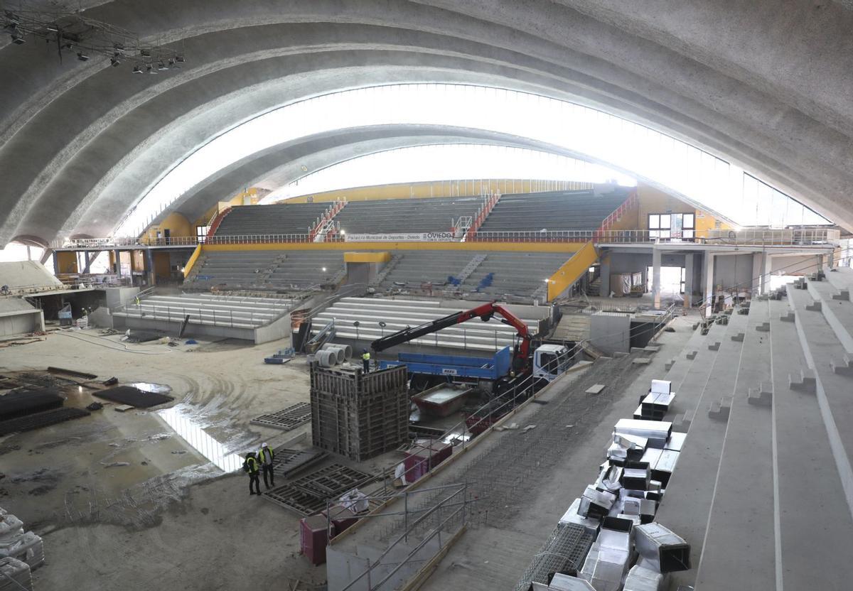 Aspecto general que tiene ahora el interior del Palacio de los Deportes de Oviedo.