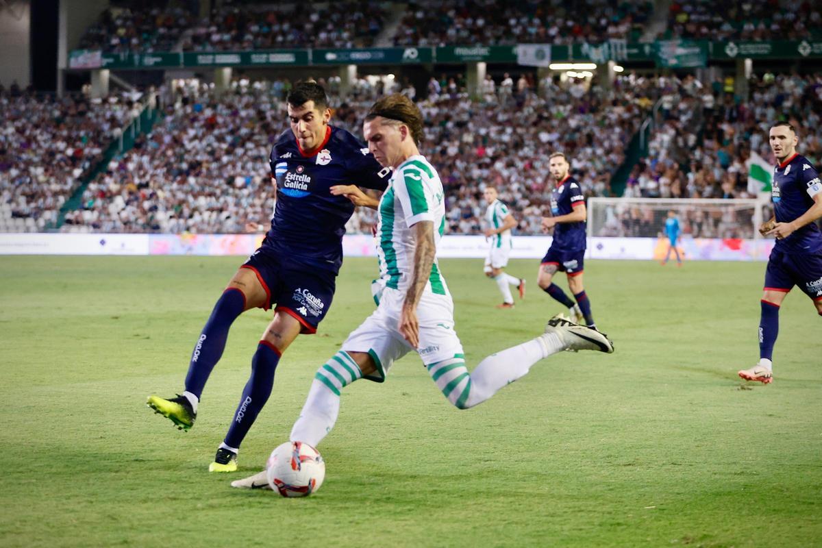 Álex Sala, durante el encuentro entre el Córdoba CF y el Deportivo.