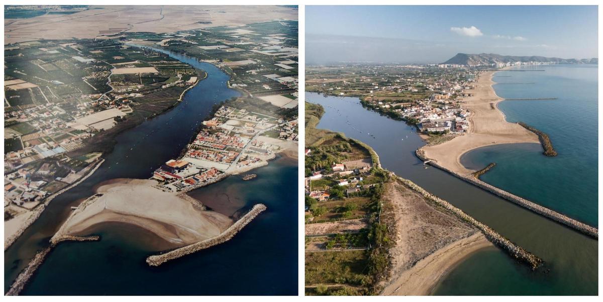 L'Estany de Cullera en los años 60 (a la izquierda) y en la actualidad (derecha).