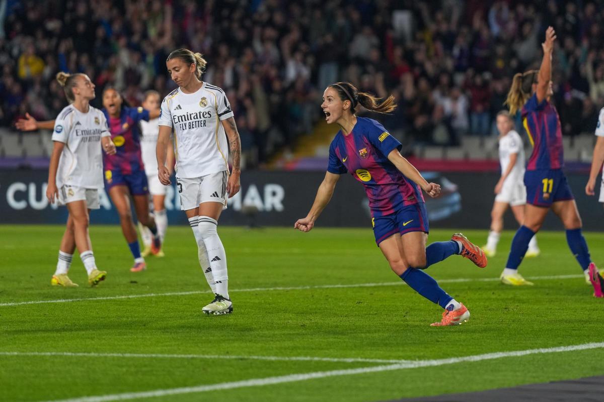 Aitana celebrando su gol contra el Real Madrid
