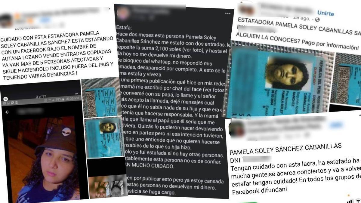 Capturas de algunas de las personas que denuncian ser estadas por Pamela Cabanillas.