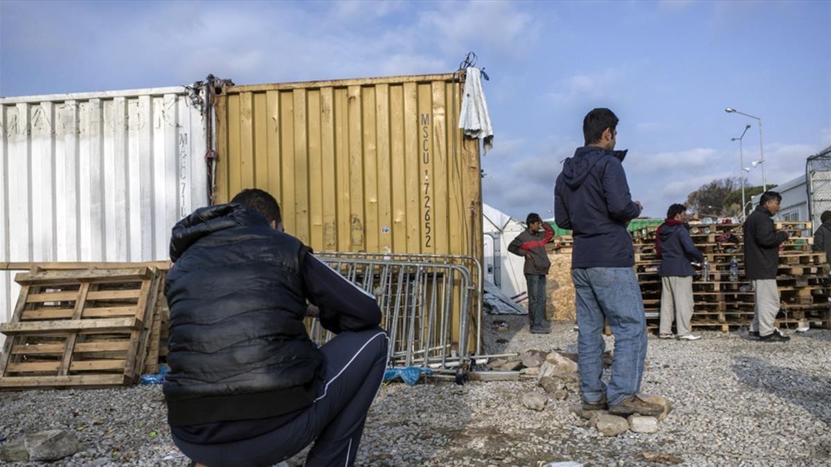 El campo de refugiados de Moria, en la isla de Lesbos, el pasado febrero.