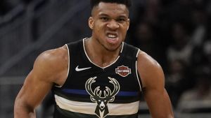 Milwaukee Bucks  Giannis Antetokounmpo reacts after a dunk during the second half of an NBA basketball game against the Philadelphia 76ers Thursday  Feb  6  2020  in Milwaukee  The Bucks won 112-101  (AP Photo Morry Gash)