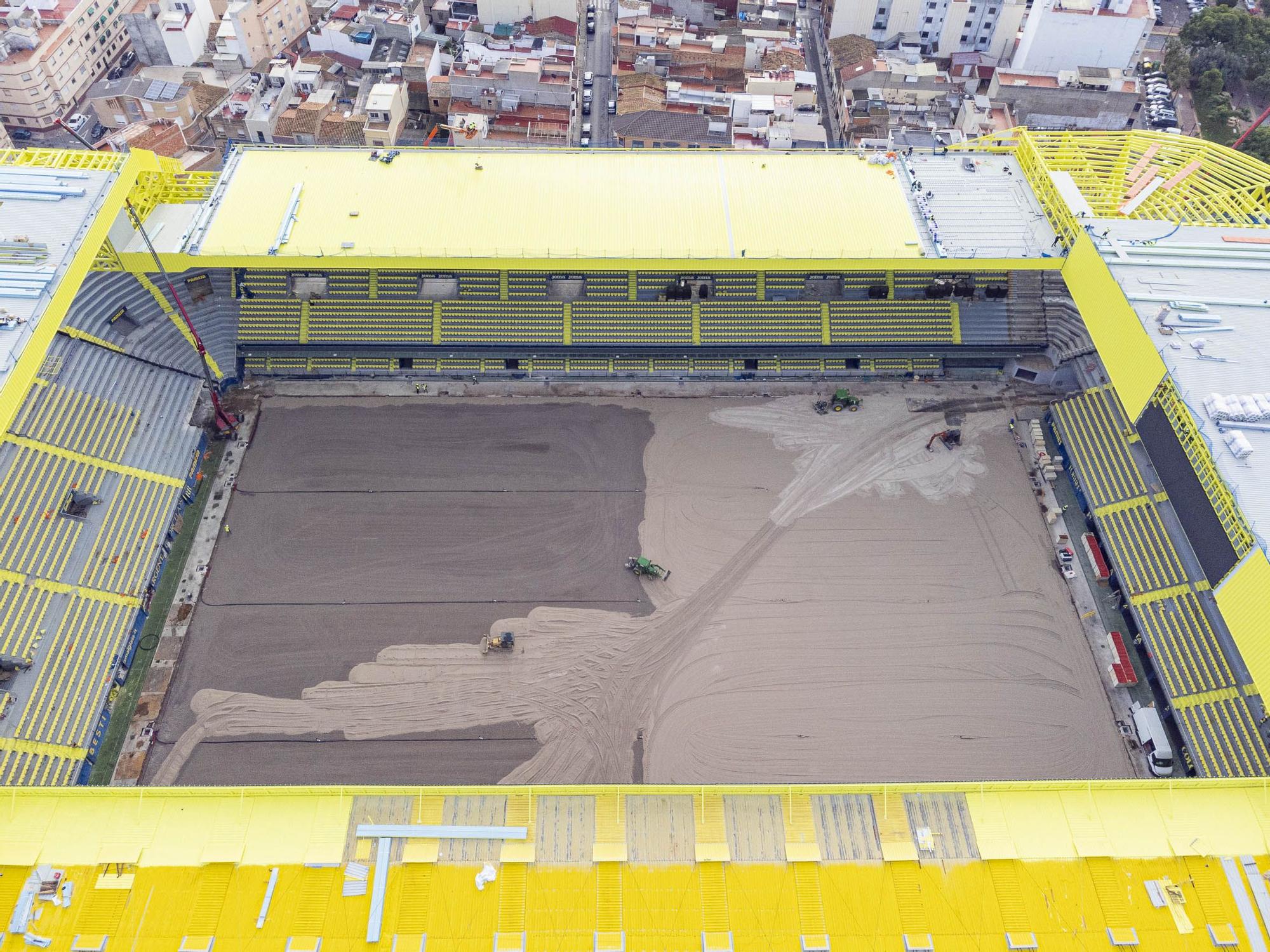 Vista aérea del estadio de la Cerámica a 9 de diciembre.