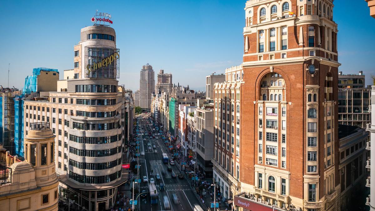 Una vista de la Gran Vía de Madrid.