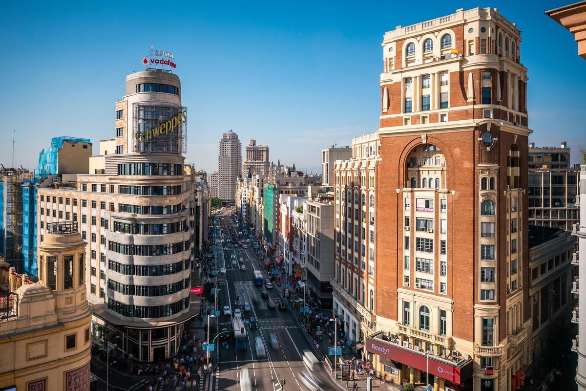 Una vista de la Gran Vía de Madrid.