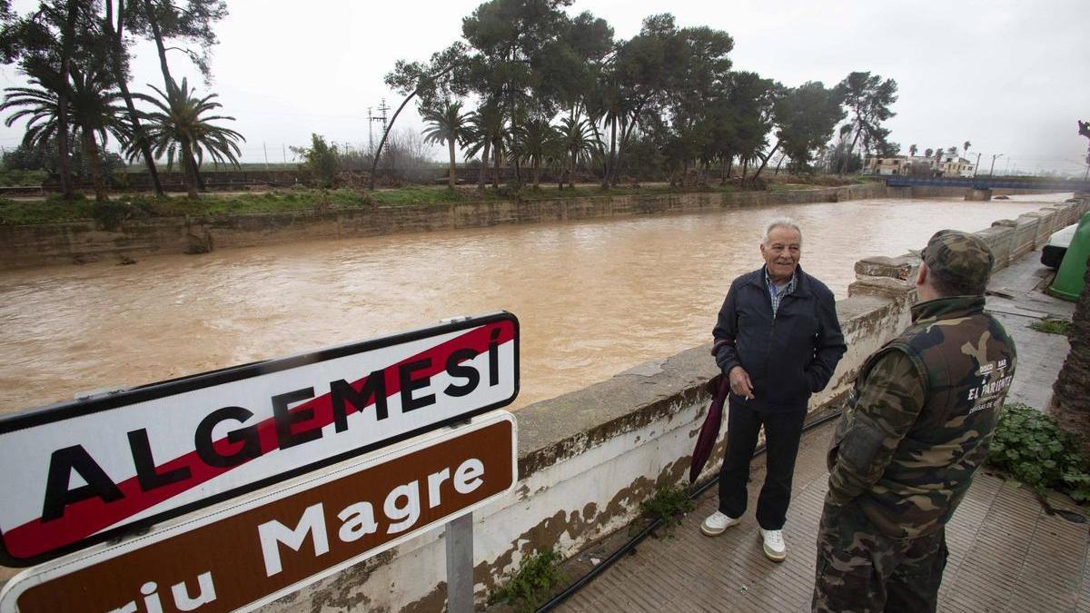 Crecida del Magro a principios de marzo como consecuencia del desembalse en Forata.