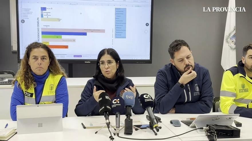 Carolina Darias pide evitar los desplazamientos por la borrasca Emilia