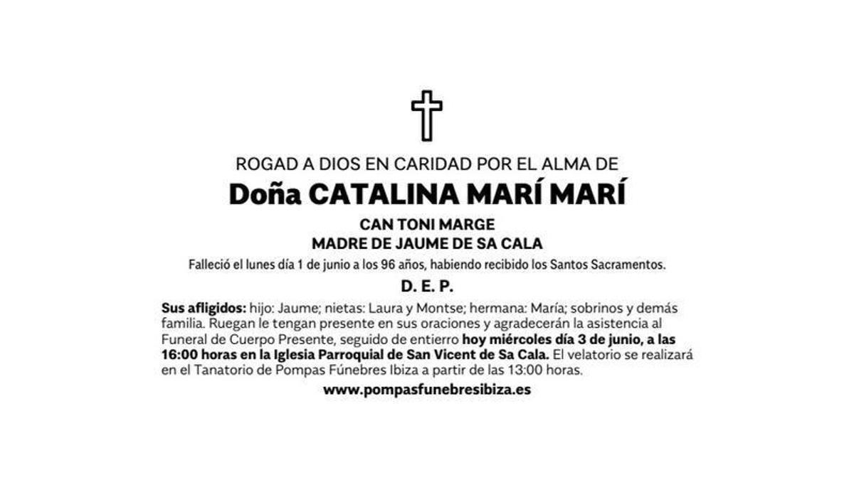 Esquela Catalina Marí Marí