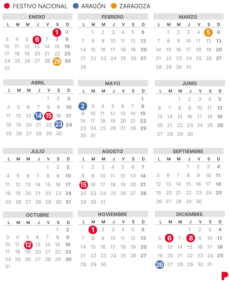 Calendario laboral de Zaragoza del 2022