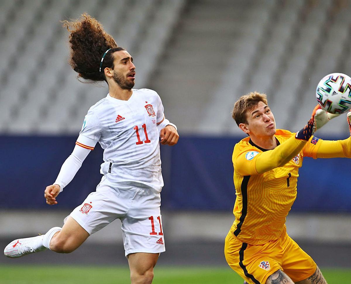 Marc Cucurella, en el partido
del pasado lunes contra
Croacia, con la selección
española sub’21. reuters.