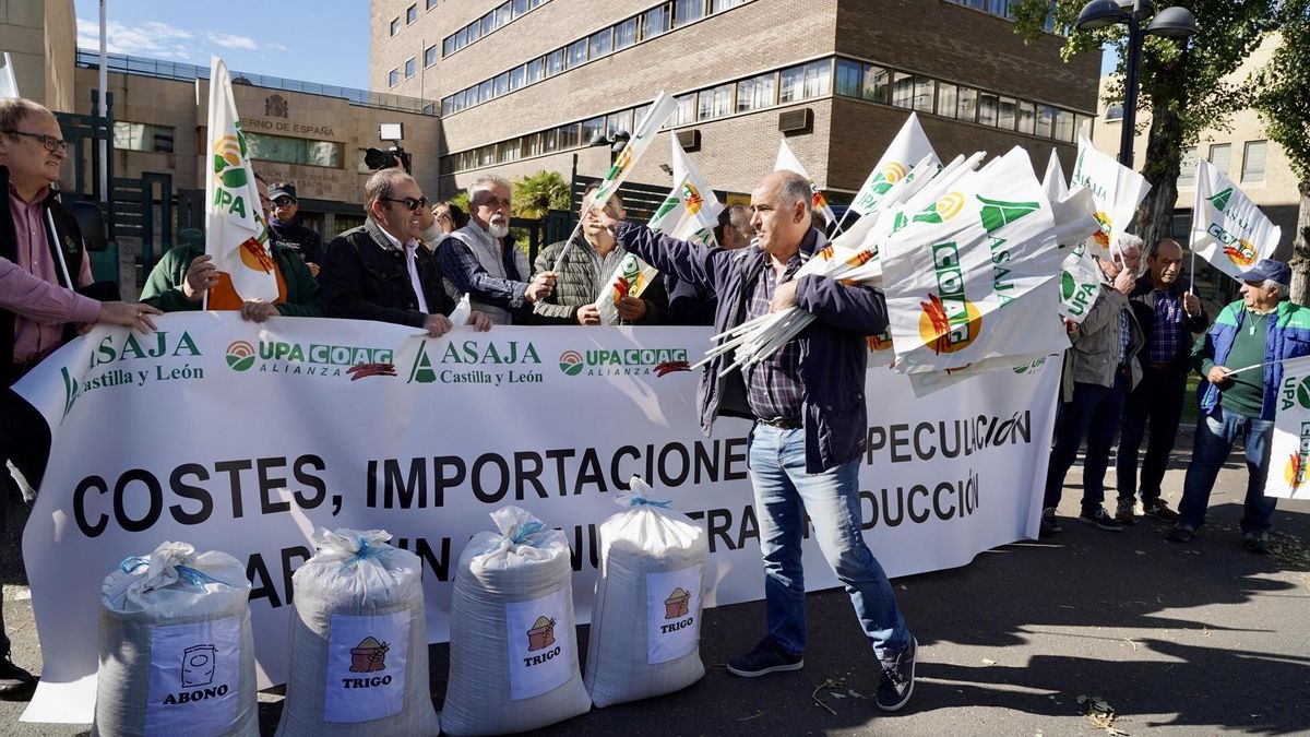 Protesta en Valladolid de las organizaciones agrarias contra la crisis de precios el cereal
