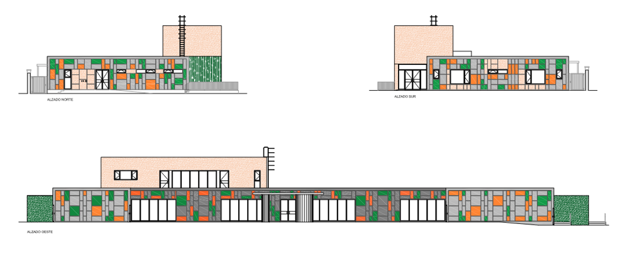 Plano del alzado que tendrá el centro educativo que se construirá en la base General Morillo.