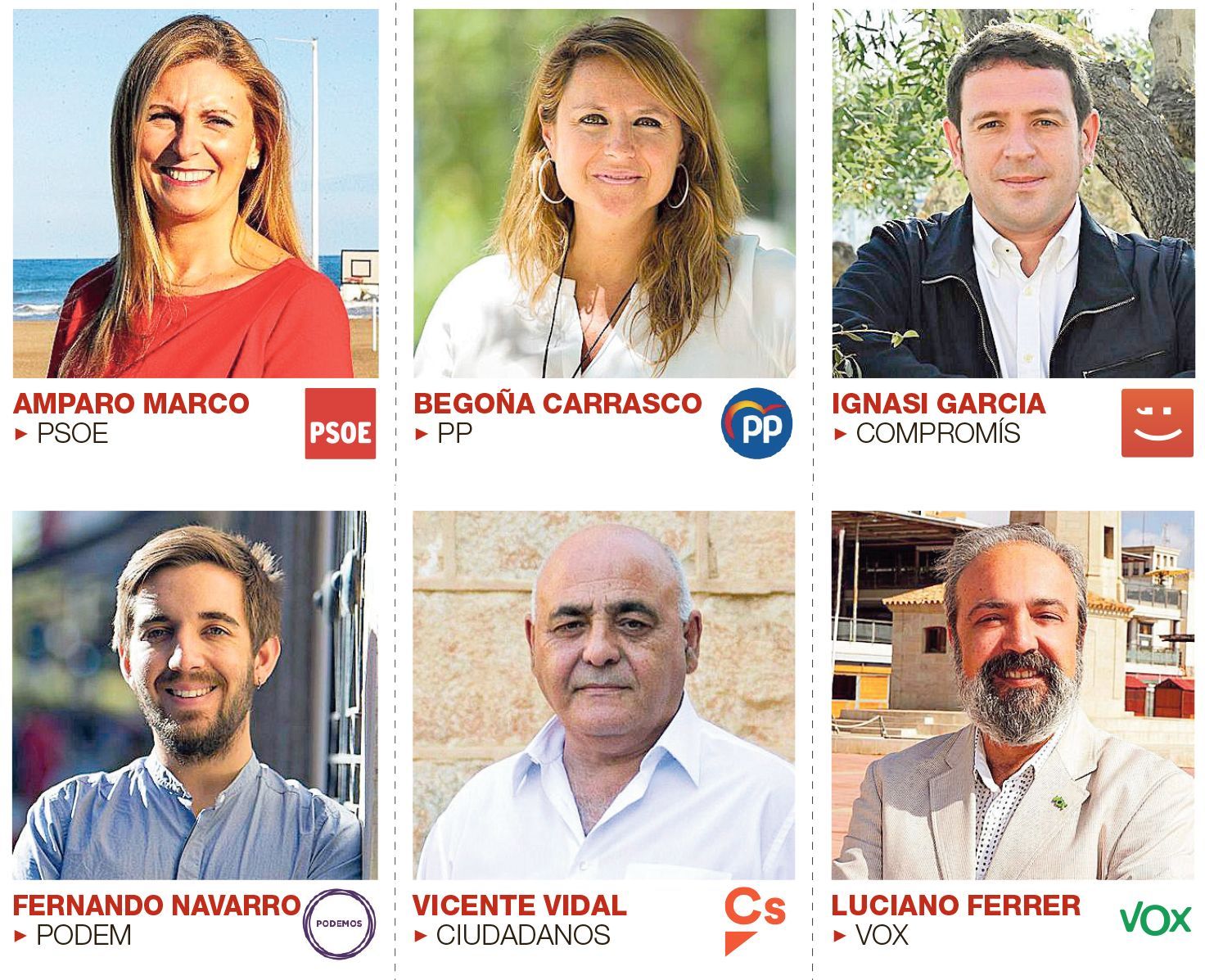 Candidatos a la Alcaldía en las elecciones del 2019. Unos repetirán y otros no.