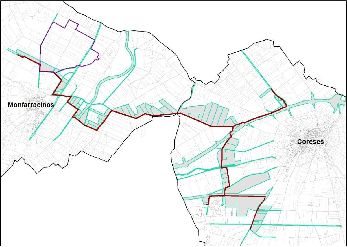 Esquema del Corredor de Infraestructuras, que podría chocar con la zona de seguridad aérea del radiofaro de Coreses