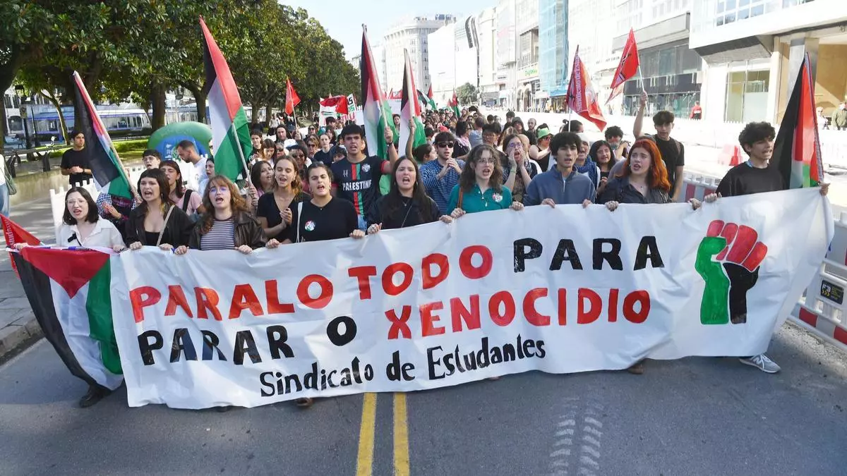 Huelga estudiantil en A Coruña contra el genocidio de Gaza