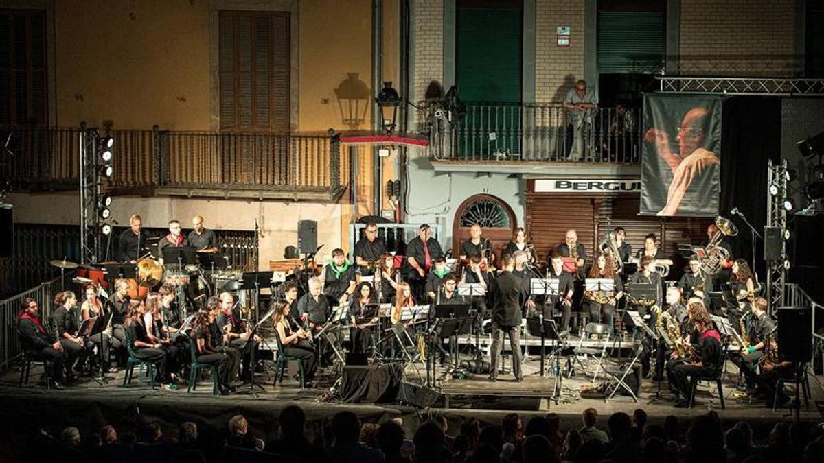 La Banda del Memorial Ricard Cuadra en el Concert de Patum de l’any passat a la plaça Sant Pere, que va tenir el Kambrass Quintet com a convidat