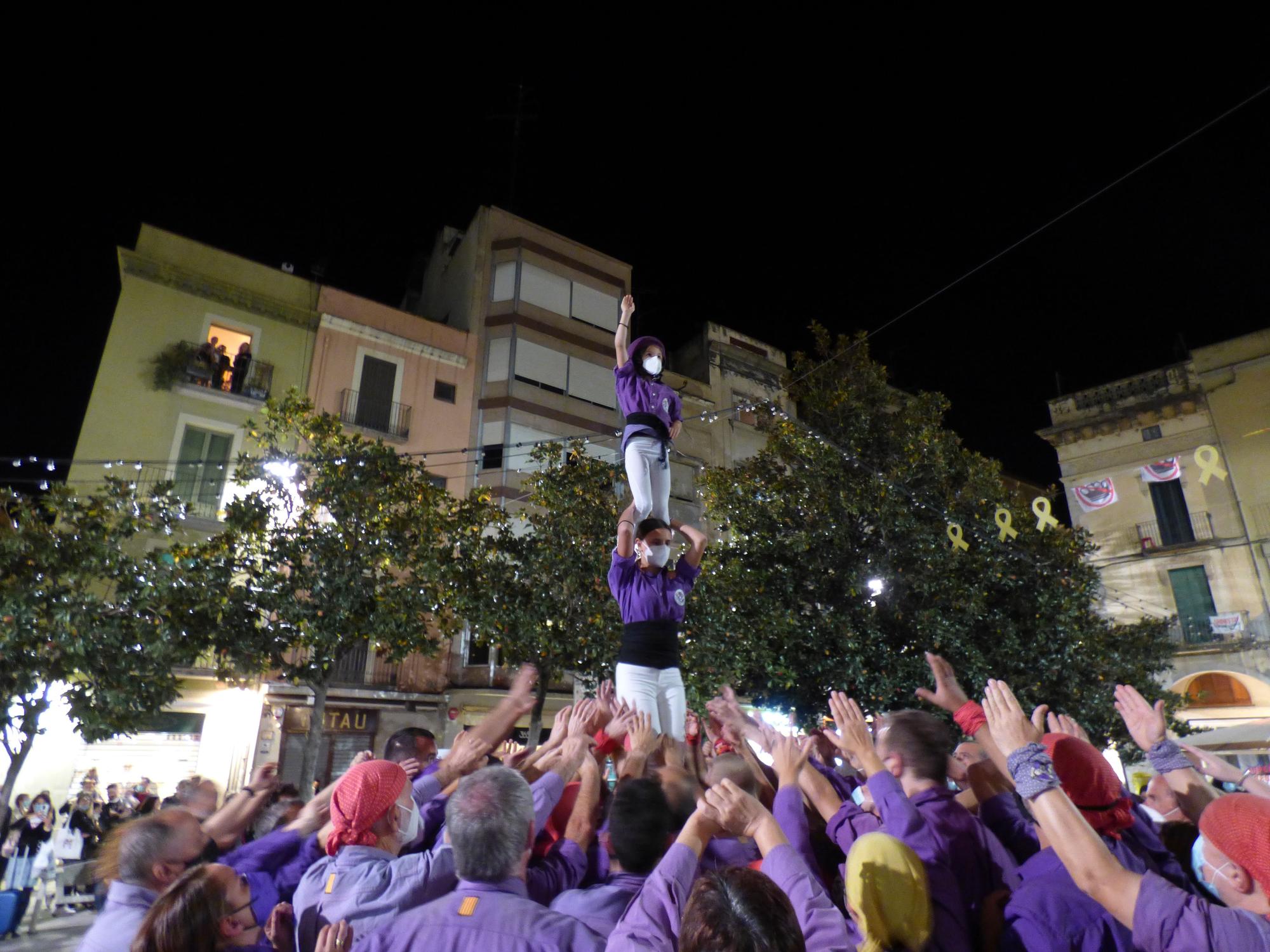 La Colla Castellera de Figueres torna a la plaça de l’Ajuntament després d’un any i mig