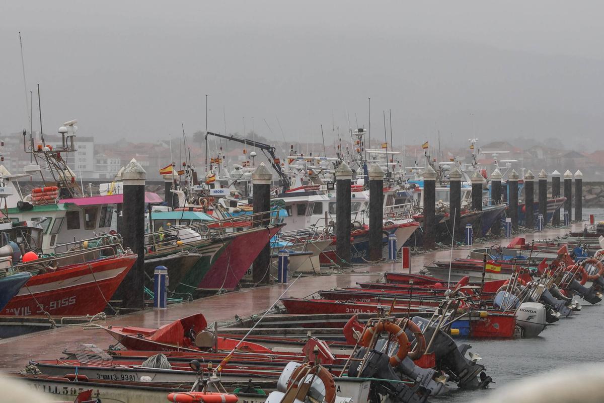 Barcos de pesca, marisqueo y acuicultura, en la ría de Arousa.