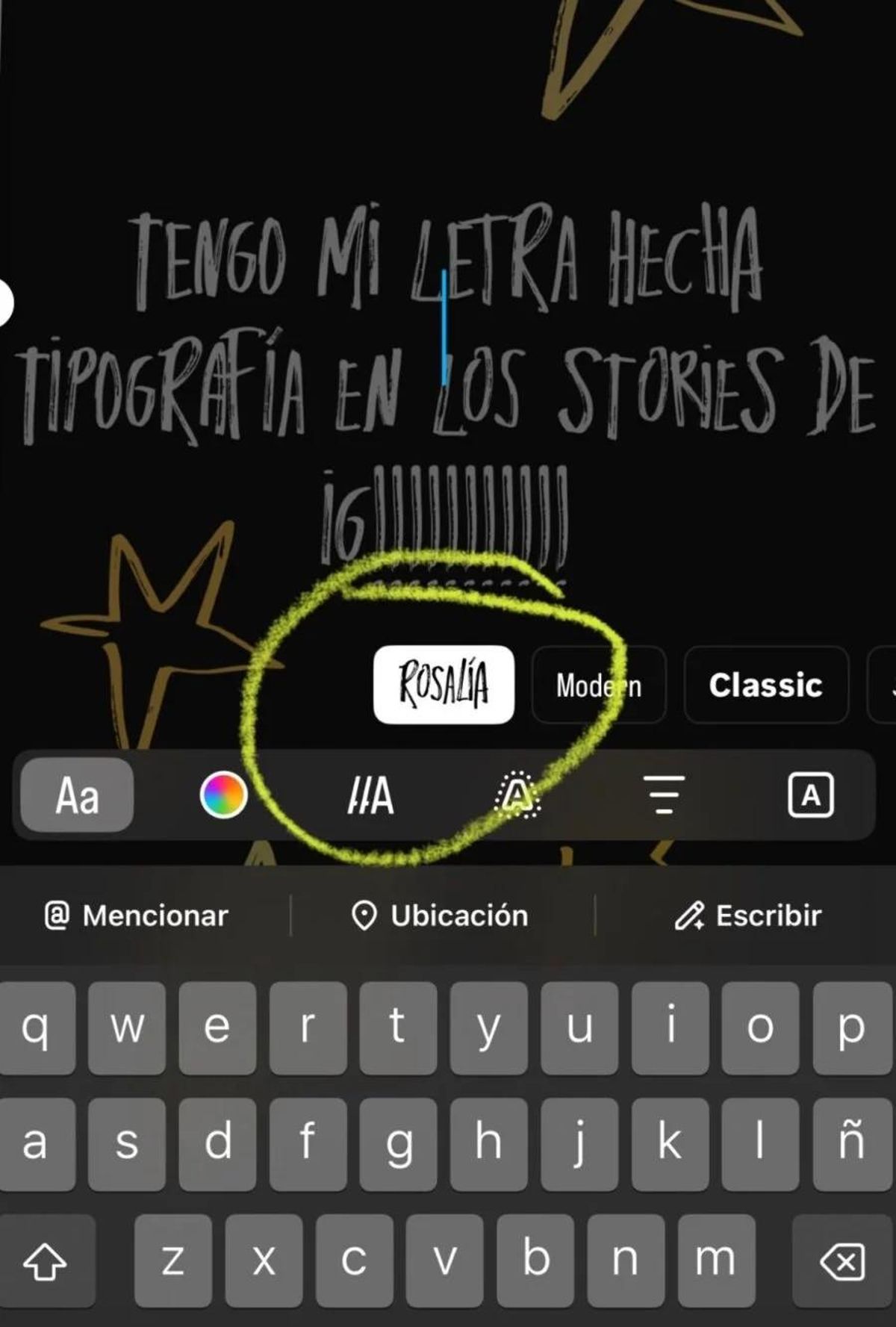 Así es la nueva tipografía de Rosalia en Instagram.