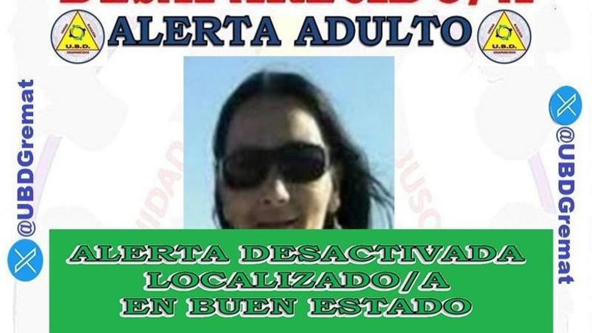 La mujer desaparecida, ya localizada.