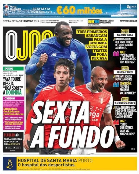 Portada O JOGO sábado 2 de febrero de 2019