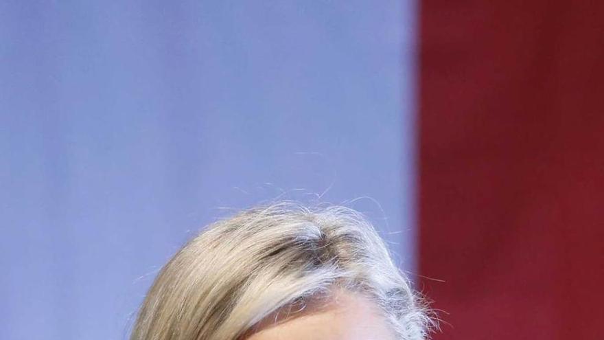 Marine Le Pen, compareciendo tras la segunda vuelta electoral.