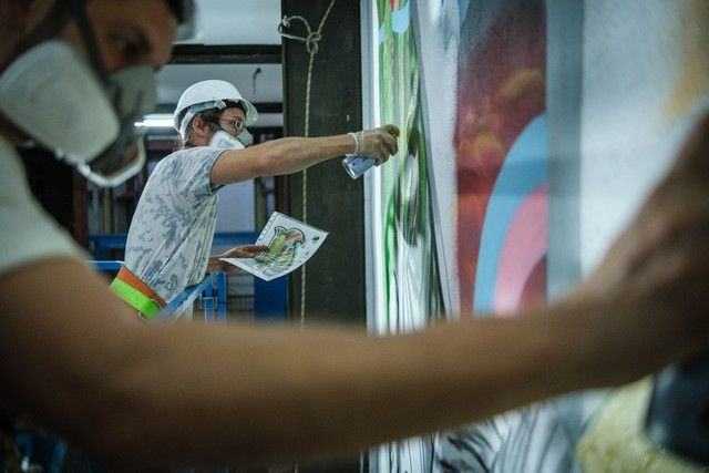 Proceso de elaboración del mural del periódico El Día/La Opinión de Tenerife por el Día de Canarias